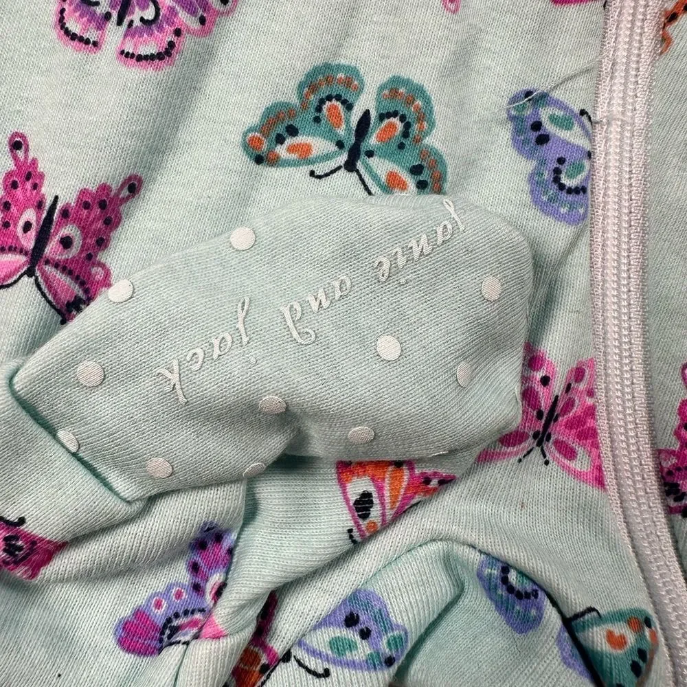 NWT Janie & Jack Baby One Piece Butterfly Pajama 100% Cotton - 0-3 Monrh